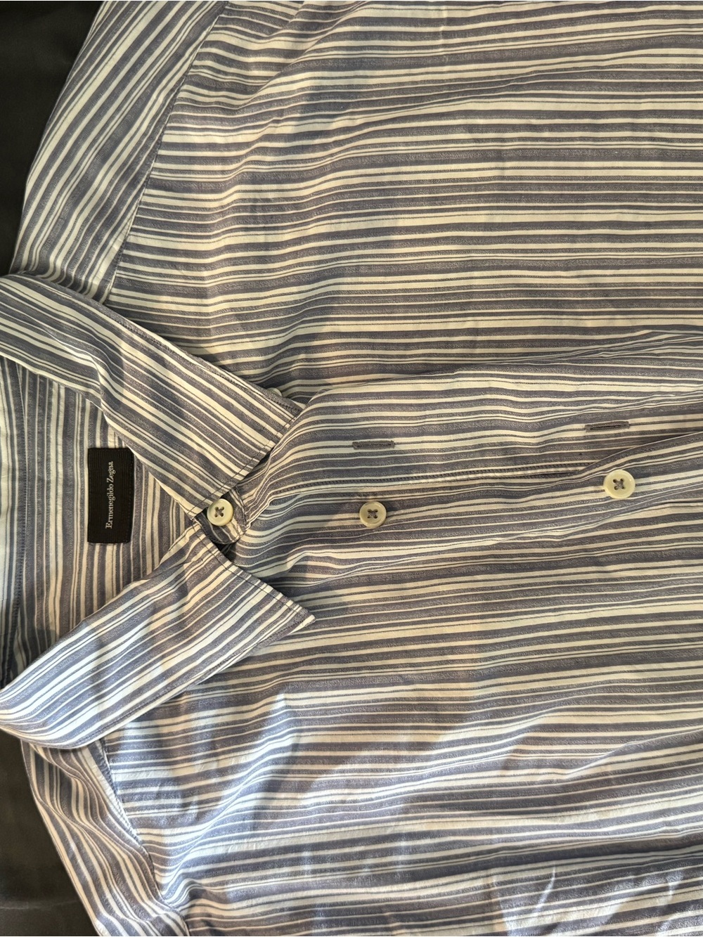 Ermenegildo Zegna Blue and White Striped Dress Shirt